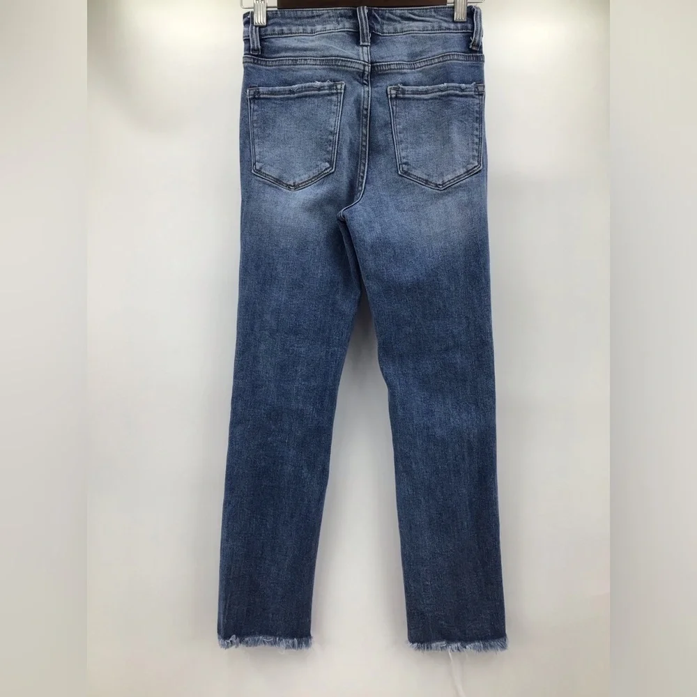 VERVET Straight Leg Ripped Cropped Blue Jeans - Picture 4 of 13